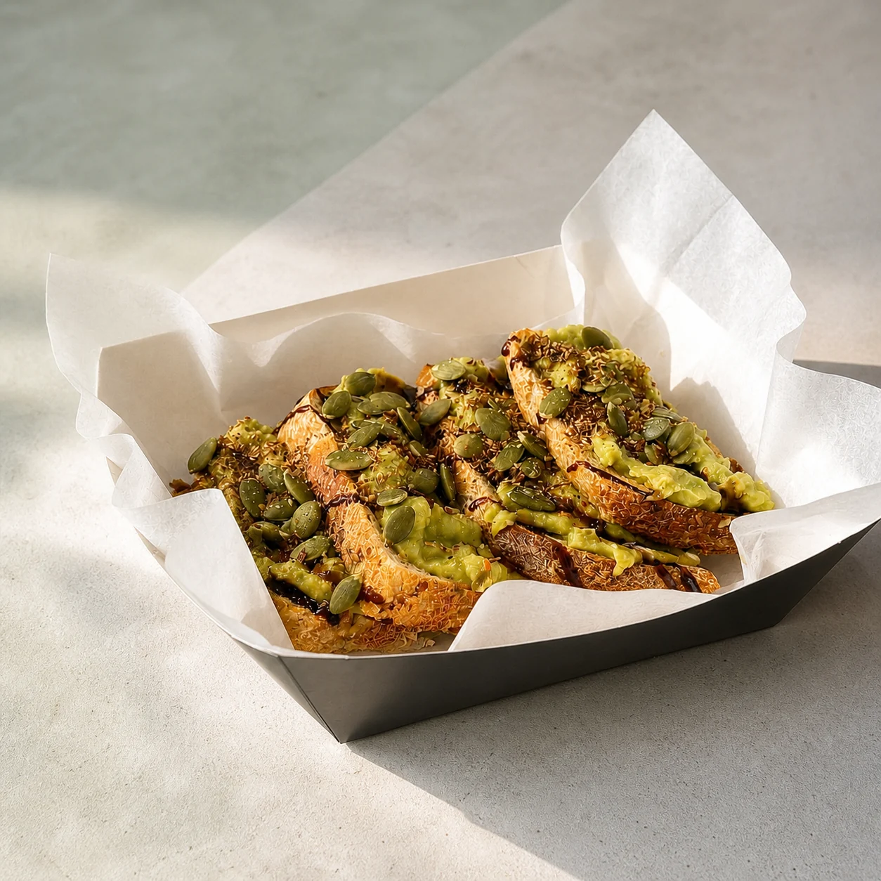 Smashed avocado toast with seeds